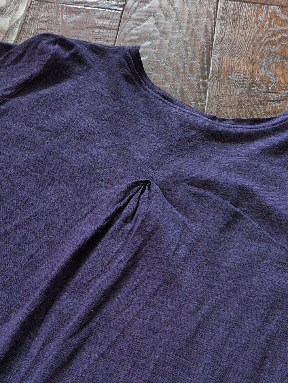 J. JILL I Lightweight Short Sleeve Linen Henley Top in Deep Purple Blue, M - Picture 5 of 10